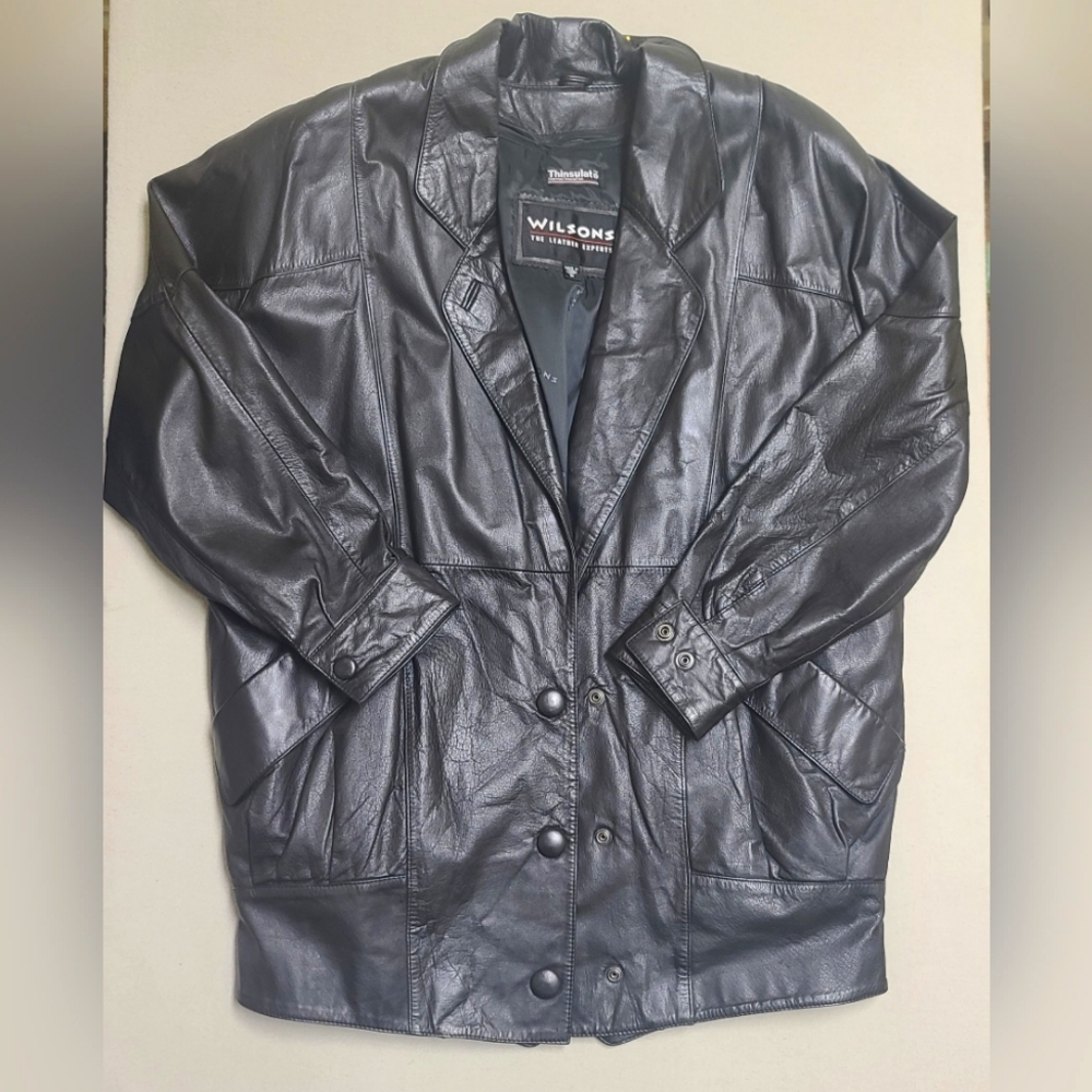 Wilson's Leather Men's Jacket Size S Black Thinsulate Leather Snap Buttons